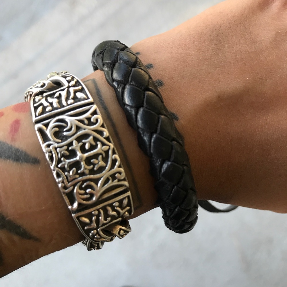 SOLD Genuine black leather band bracelet - Picture 6 of 8